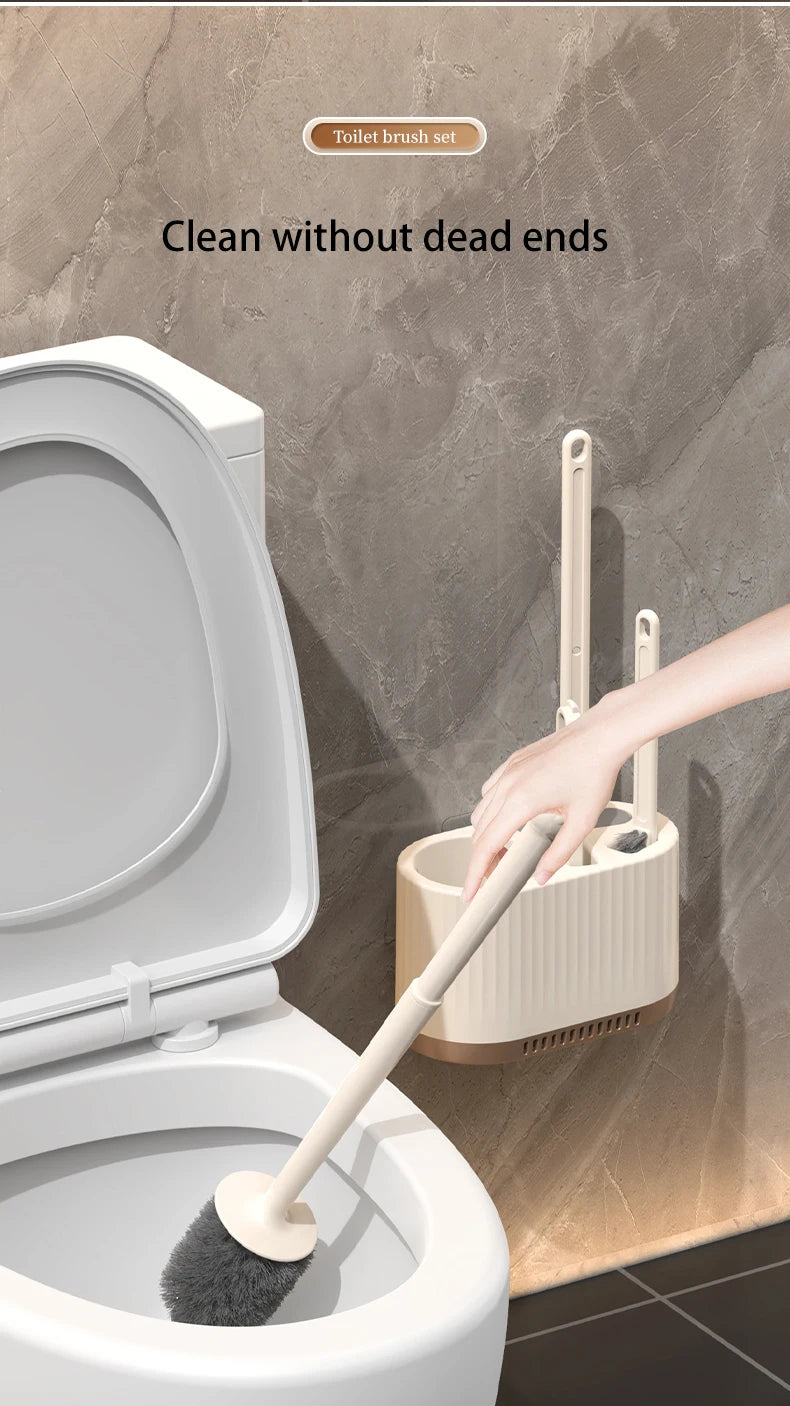 Perie WC de Perete pentru Curățenie Completă - Set 4 în 1 pentru Toalete Casnice