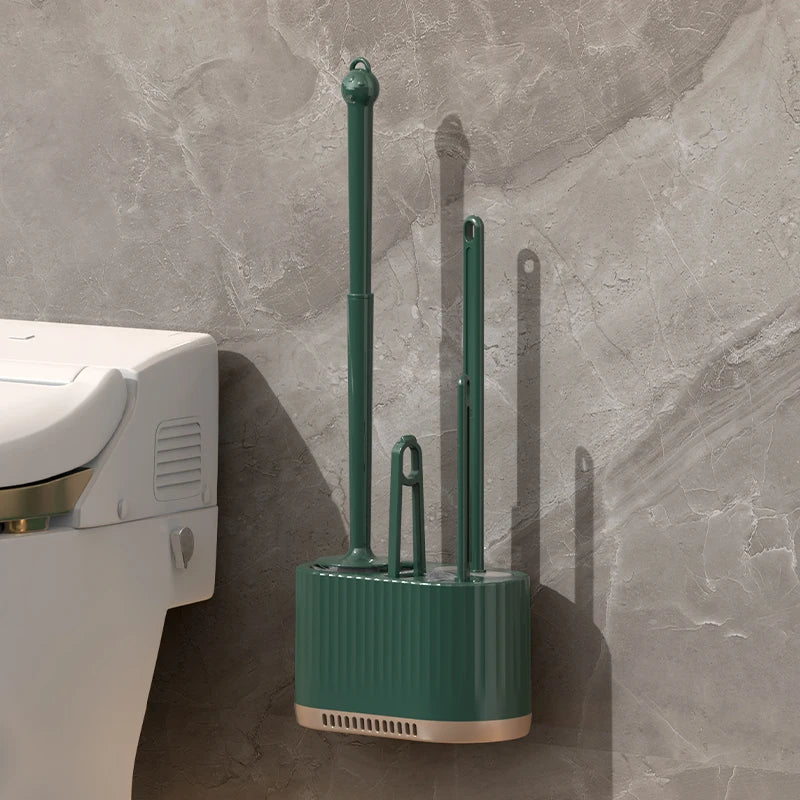 Perie WC de Perete pentru Curățenie Completă - Set 4 în 1 pentru Toalete Casnice
