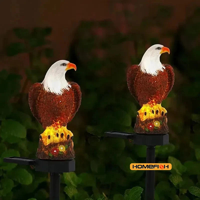 Lampă Solară din Rășină în Formă de Vultur pentru Grădină, Lampă LED de Sol pentru Patio, Lampă Decorativă pentru Gazon