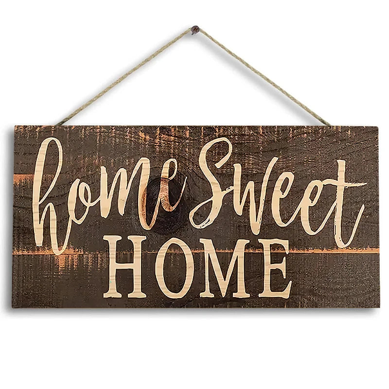 Plăcuță Decorativă Lemn 'Home Sweet Home' - Semn Rustic pentru Ușă și Living