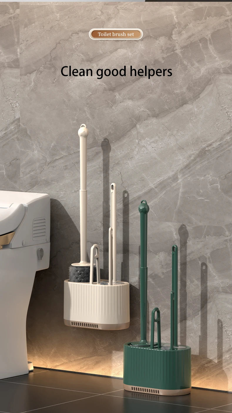 Perie WC de Perete pentru Curățenie Completă - Set 4 în 1 pentru Toalete Casnice