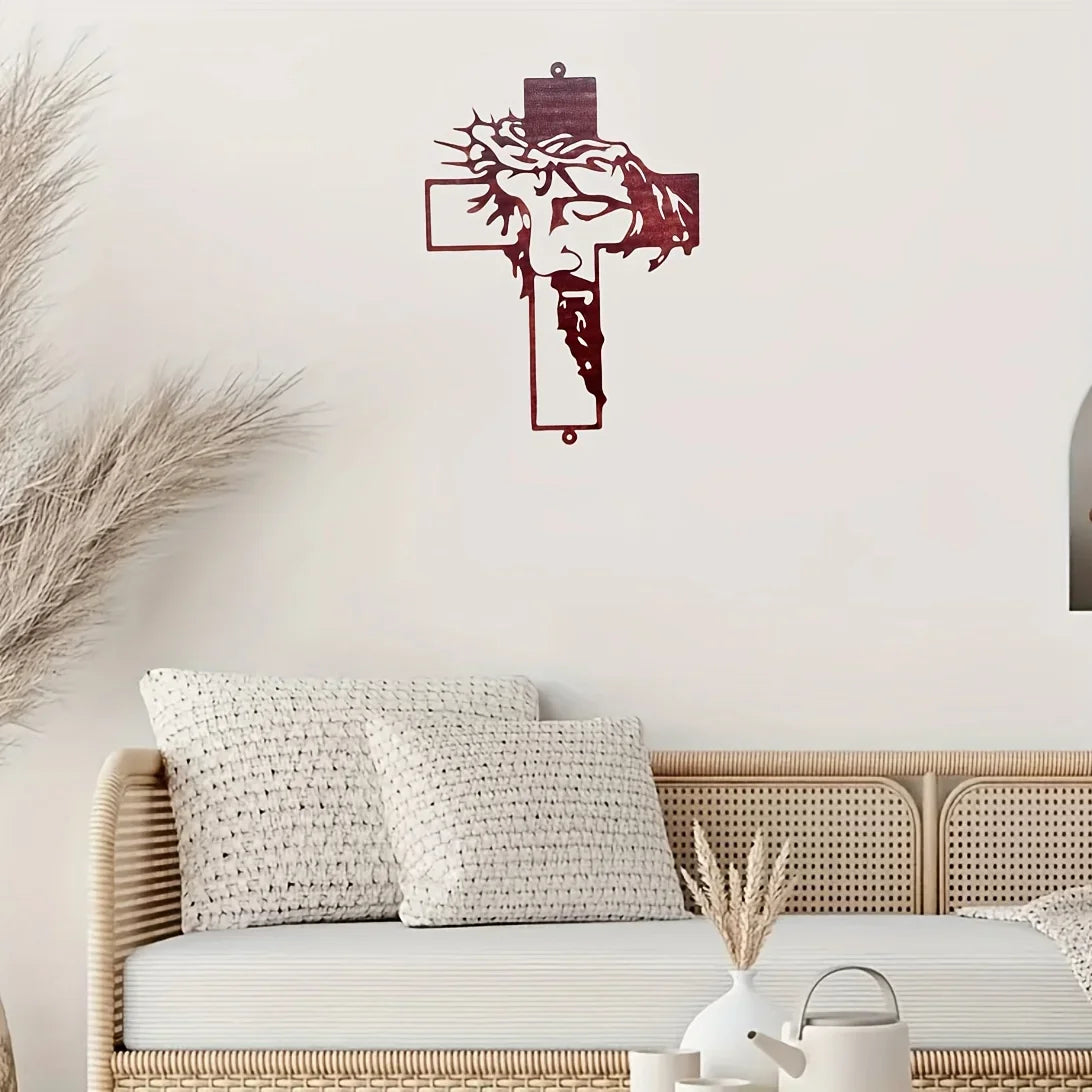 Set Decorațiune de Perete din Metal cu Semn de Cruce, Decorațiune pentru Paște și Mulțumire, Decor pentru Birou și Living