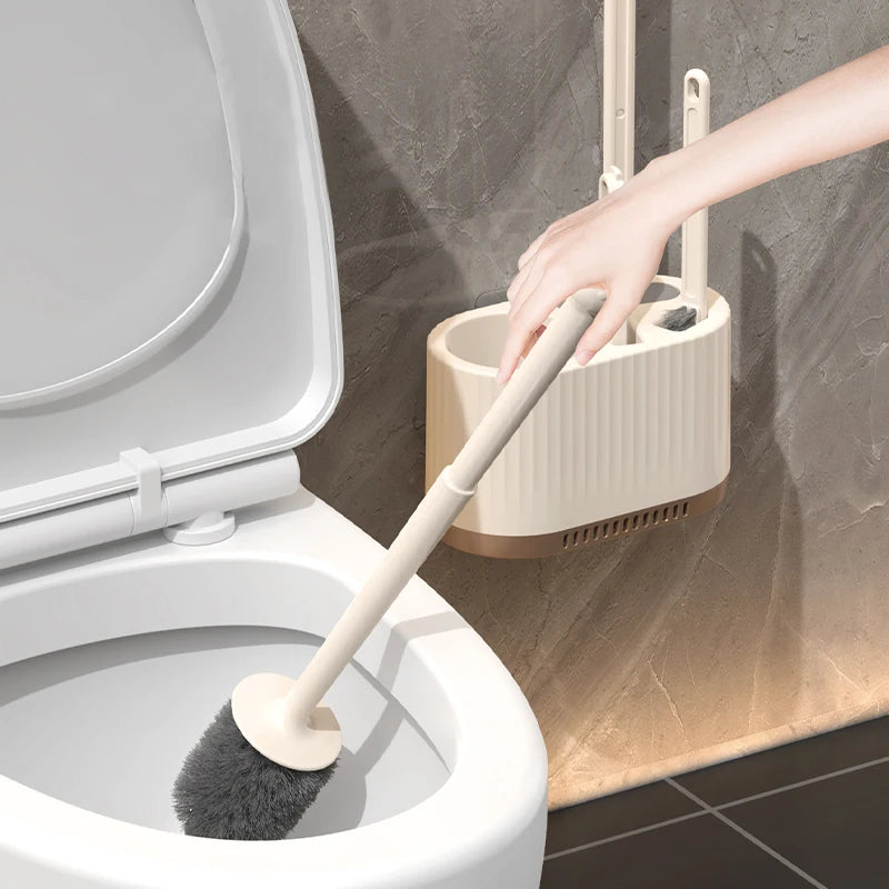 Perie WC de Perete pentru Curățenie Completă - Set 4 în 1 pentru Toalete Casnice