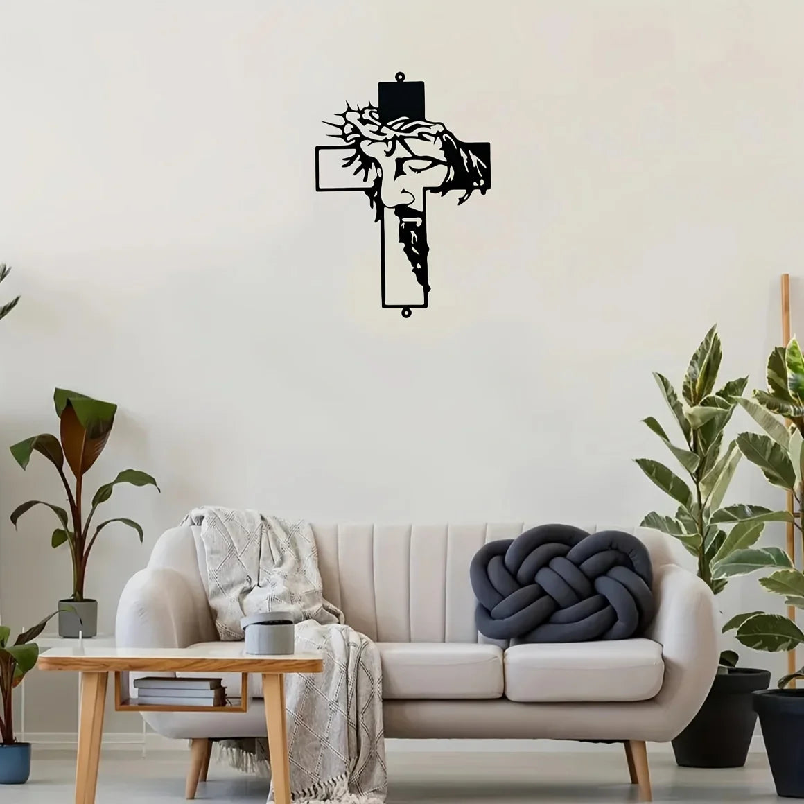 Set Decorațiune de Perete din Metal cu Semn de Cruce, Decorațiune pentru Paște și Mulțumire, Decor pentru Birou și Living