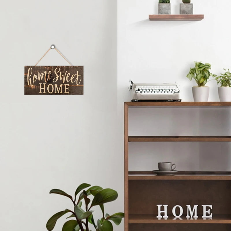 Plăcuță Decorativă Lemn 'Home Sweet Home' - Semn Rustic pentru Ușă și Living