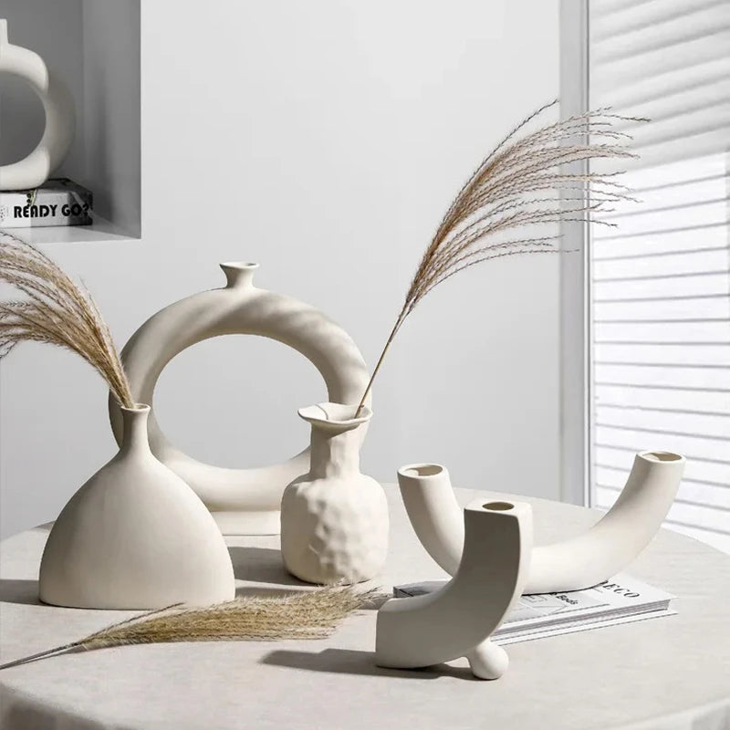 Vază Ceramică Artă Modernă - Decorațiune Desktop Dormitor cu Flori Uscate pentru Fotografie