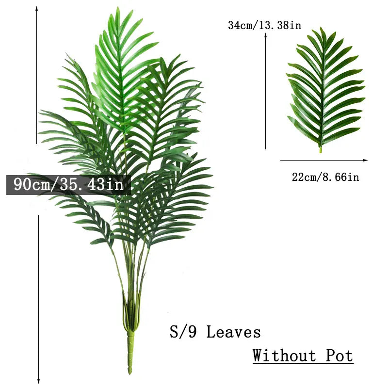Palmier Artificial Mare 90-120cm, Plante False Tropicale cu Frunze Verzi din Plastic pentru Decorarea Casei și Grădinii