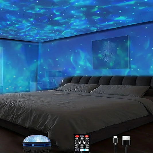 1buc Proiector Stele, Proiector Galaxie, Proiector Valuri Ocean Apă Pentru Dormitor Lumină Noapte Decorațiune Cameră cu 7 Modele Culori