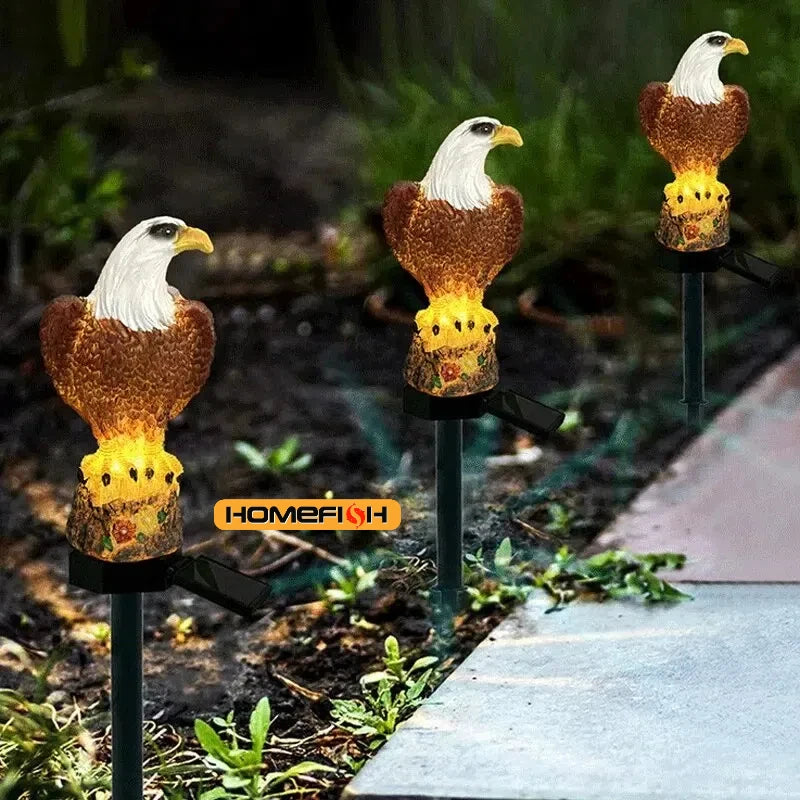 Lampă Solară din Rășină în Formă de Vultur pentru Grădină, Lampă LED de Sol pentru Patio, Lampă Decorativă pentru Gazon