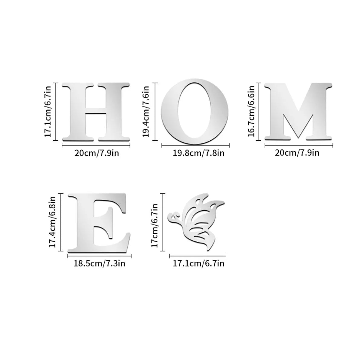 Autocolant de Perete 3D cu Oglindă Logo HOME, Decorațiune pentru Intrare și Casă