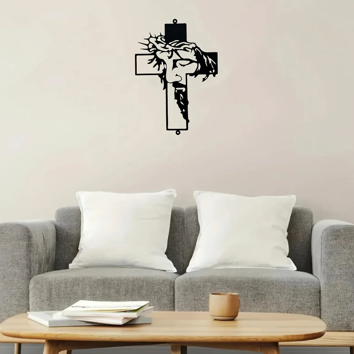 Set Decorațiune de Perete din Metal cu Semn de Cruce, Decorațiune pentru Paște și Mulțumire, Decor pentru Birou și Living