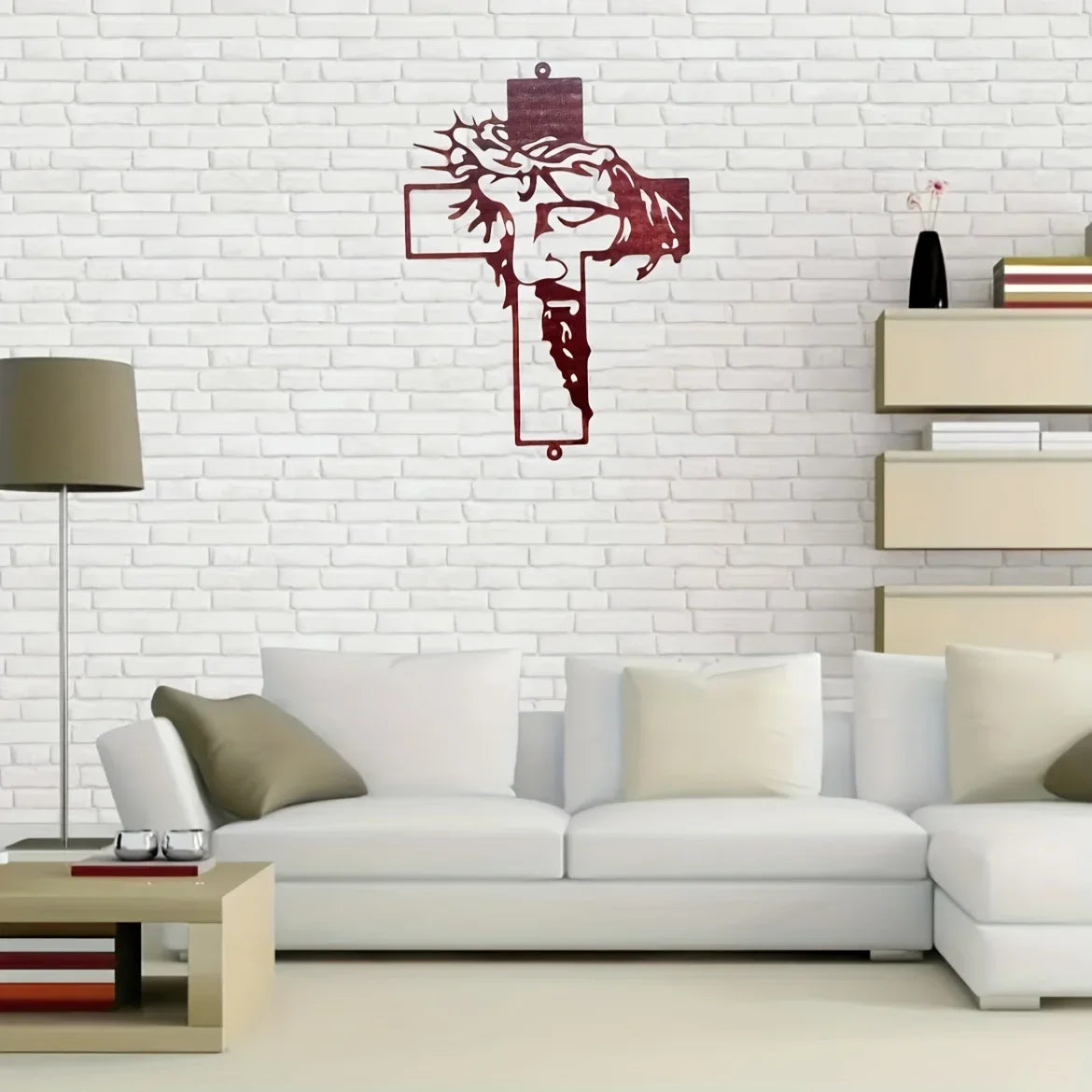 Set Decorațiune de Perete din Metal cu Semn de Cruce, Decorațiune pentru Paște și Mulțumire, Decor pentru Birou și Living