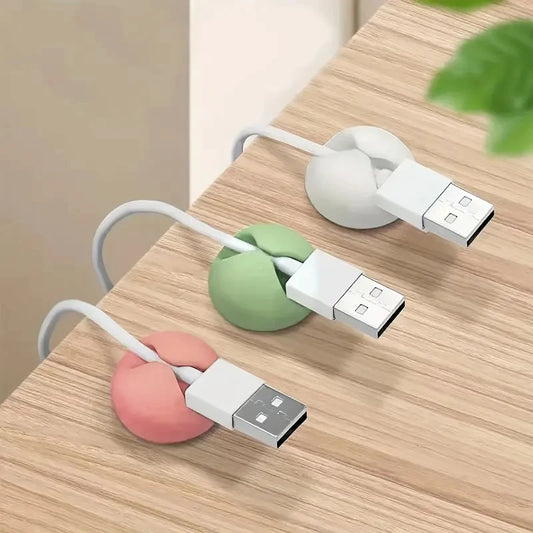 Set 6 Organizatoare Cabluri Desktop - Clipsuri Adezive pentru Birou și Încărcătoare