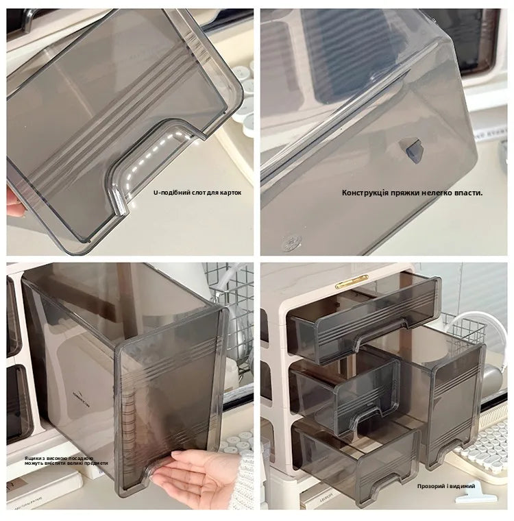Organizator Desktop Birou - Cutie Depozitare Cosmetice și Rechizite Plastic Dreptunghiular
