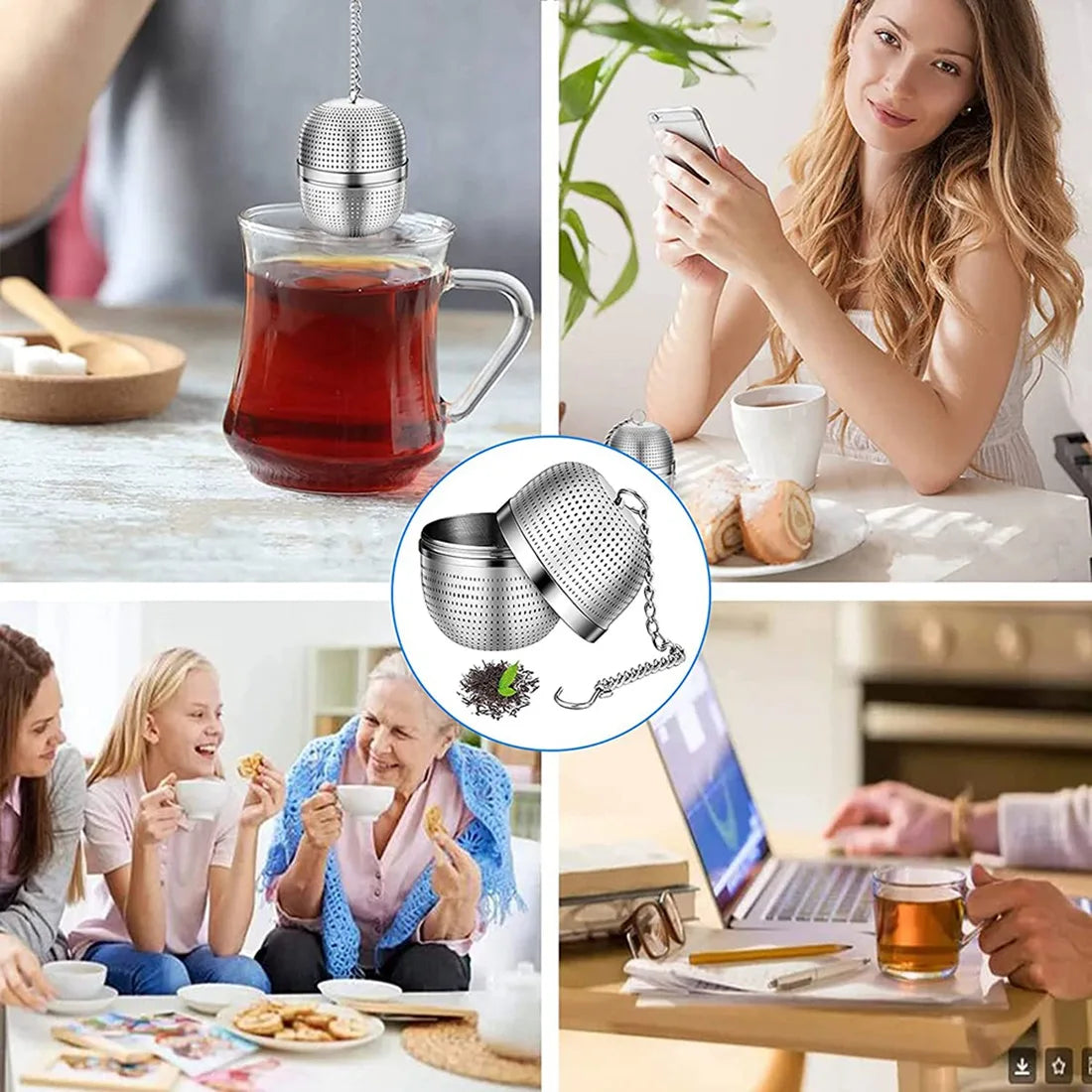 Infuzor Ceai, Strecurătoare Ceai Oțel Inoxidabil, Strecurătoare Bilă Plasă Ceai, pentru Ceai, Condimente și Majoritatea Cești și Ceainice