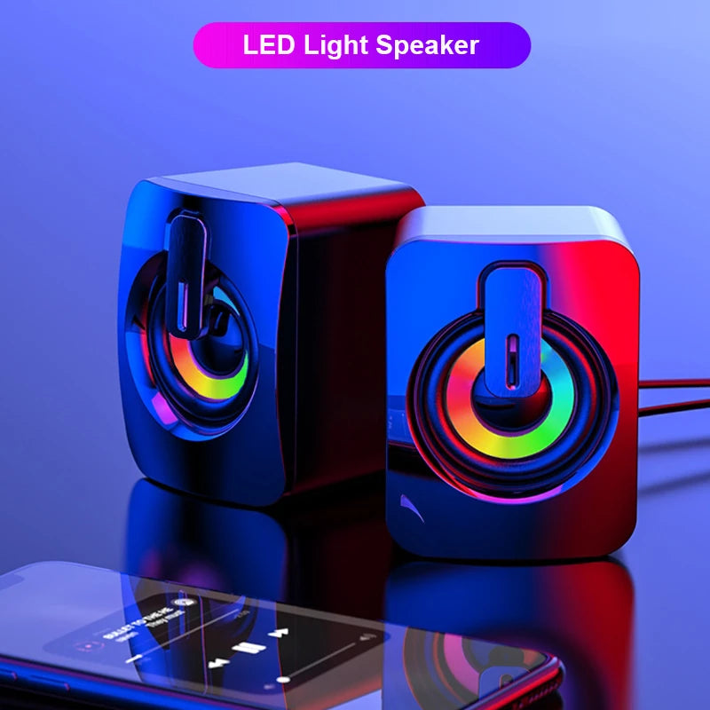 Boxe Computer PC Cutie Sunet HIFI Stereo Microfon USB Cu Fir cu Lumină LED Pentru Desktop Computer