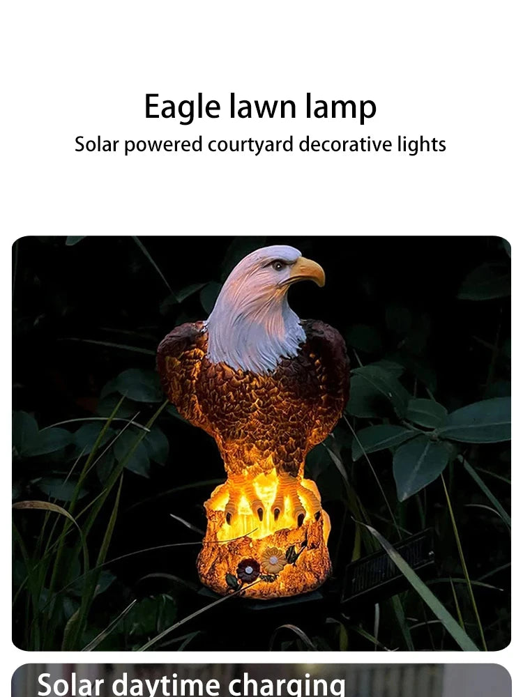 Lampă Solară din Rășină în Formă de Vultur pentru Grădină, Lampă LED de Sol pentru Patio, Lampă Decorativă pentru Gazon