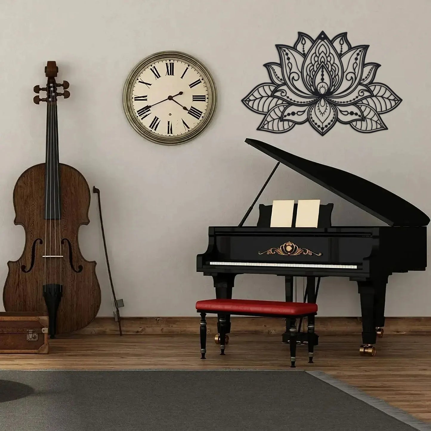Artă de Perete din Metal cu Floare de Lotus Mandala, Decor pentru Camera de Meditație, Decorațiune Zen pentru Yoga