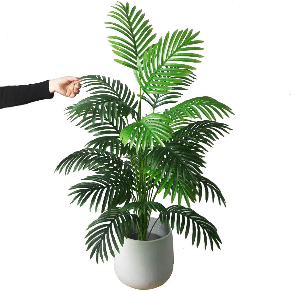 Palmier Artificial Mare 90-120cm, Plante False Tropicale cu Frunze Verzi din Plastic pentru Decorarea Casei și Grădinii