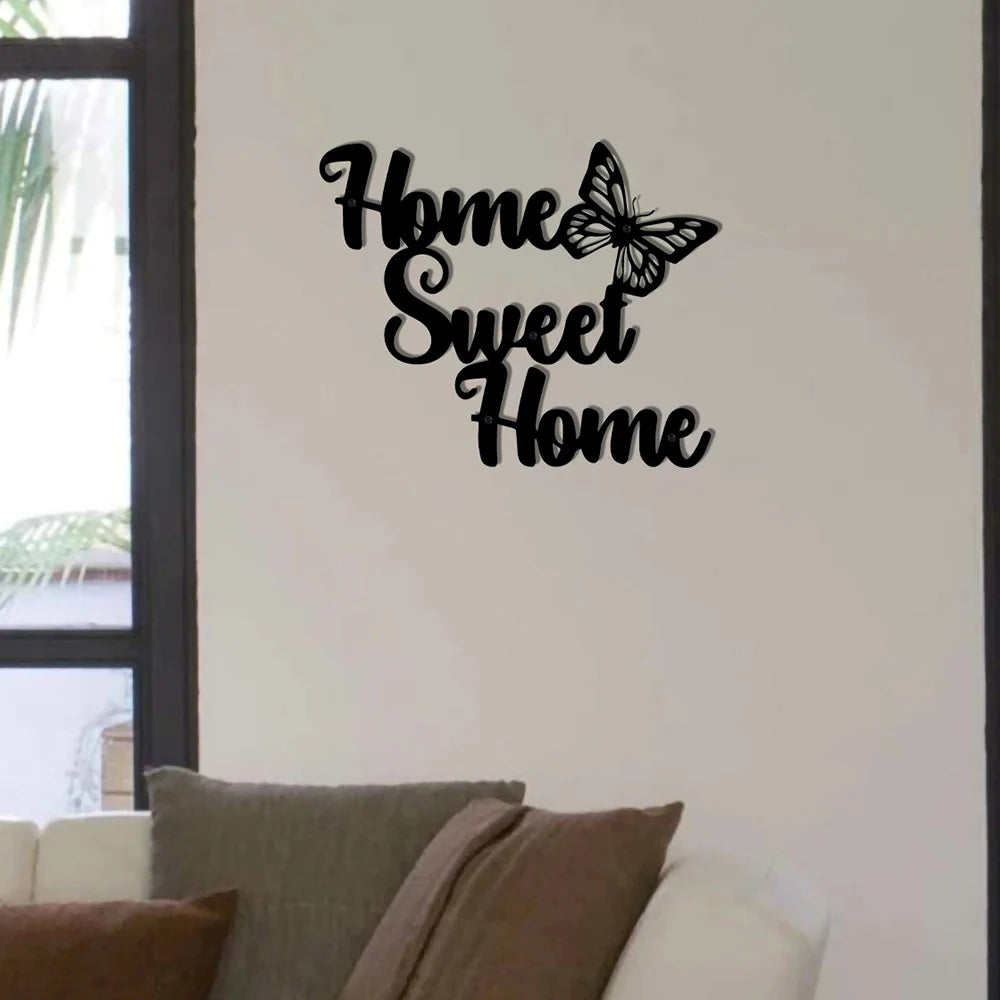 Semn Metalic 'Home Sweet Home' - Artă Decorativă de Perete Stil Rustic pentru Cameră