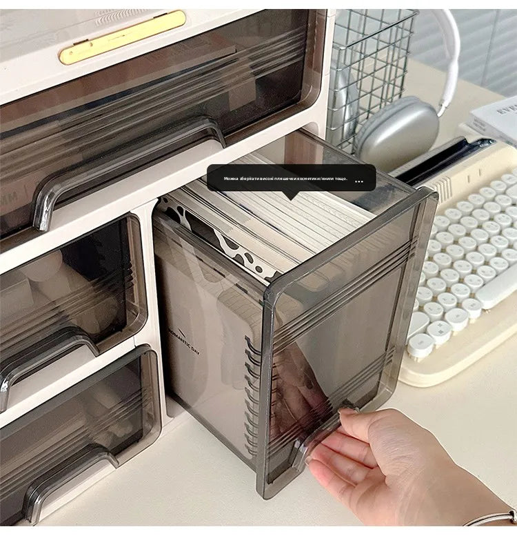 Organizator Desktop Birou - Cutie Depozitare Cosmetice și Rechizite Plastic Dreptunghiular