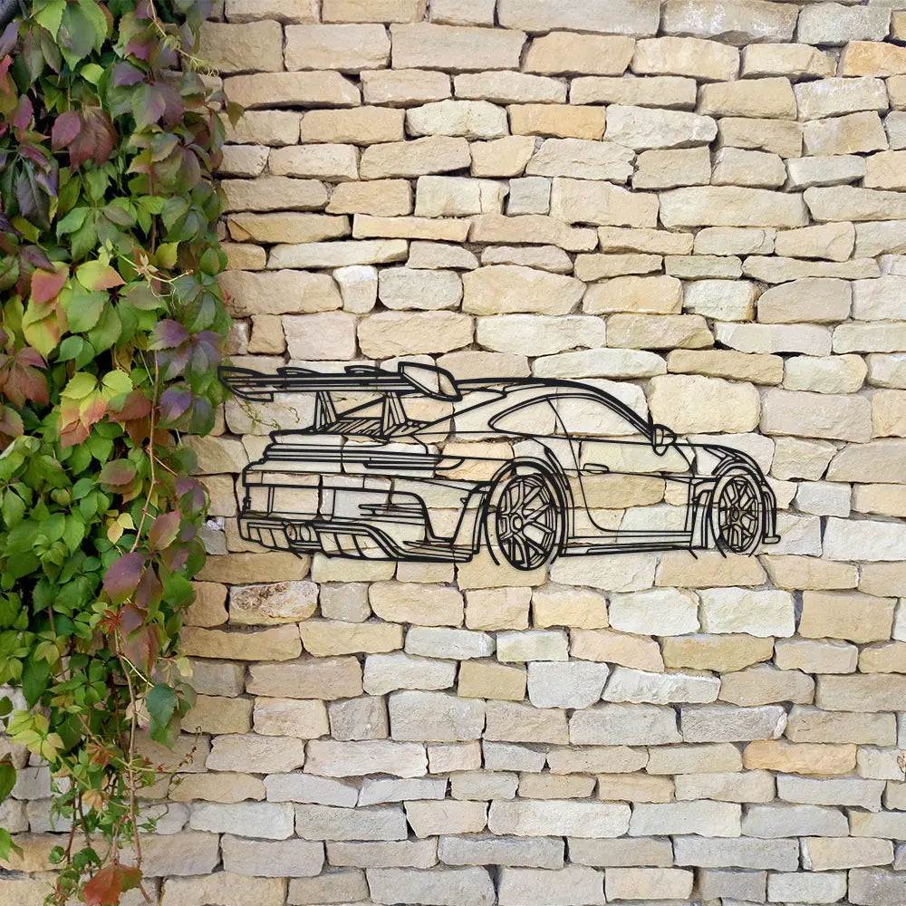 Artă de Perete din Metal cu Mașină, Sculptură Neagră din Metal cu Design Elegant și Țevi de Eșapament
