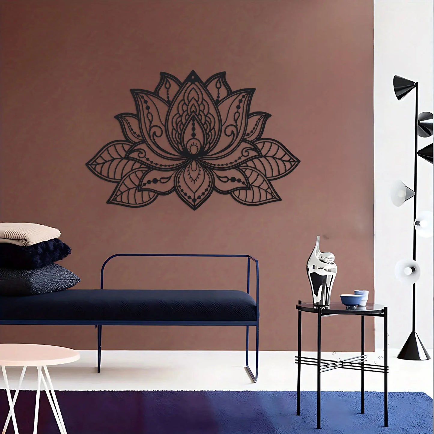 Artă de Perete din Metal cu Floare de Lotus Mandala, Decor pentru Camera de Meditație, Decorațiune Zen pentru Yoga