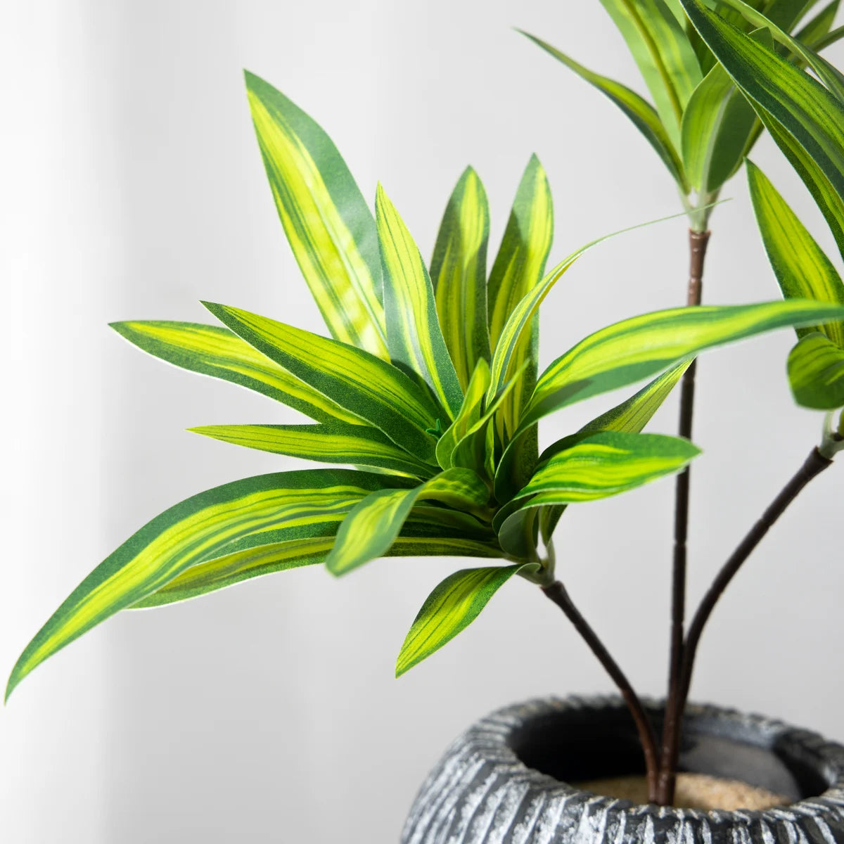 Palmier Artificial 36cm cu 3 Capete, Ramură de Bambus din Plastic Tropical pentru Decorarea Biroului și Casei