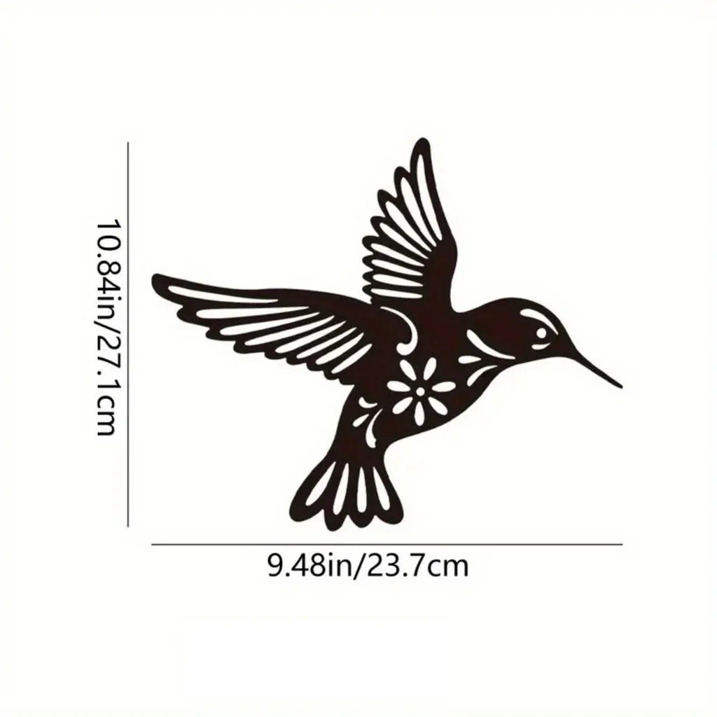Artă de Perete din Metal cu Colibri, Sculptură din Fier Rezistentă la Apă, Siluete Decorative de Perete