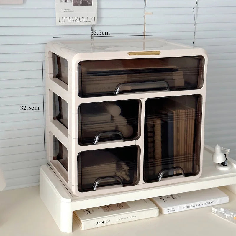 Organizator Desktop Birou - Cutie Depozitare Cosmetice și Rechizite Plastic Dreptunghiular