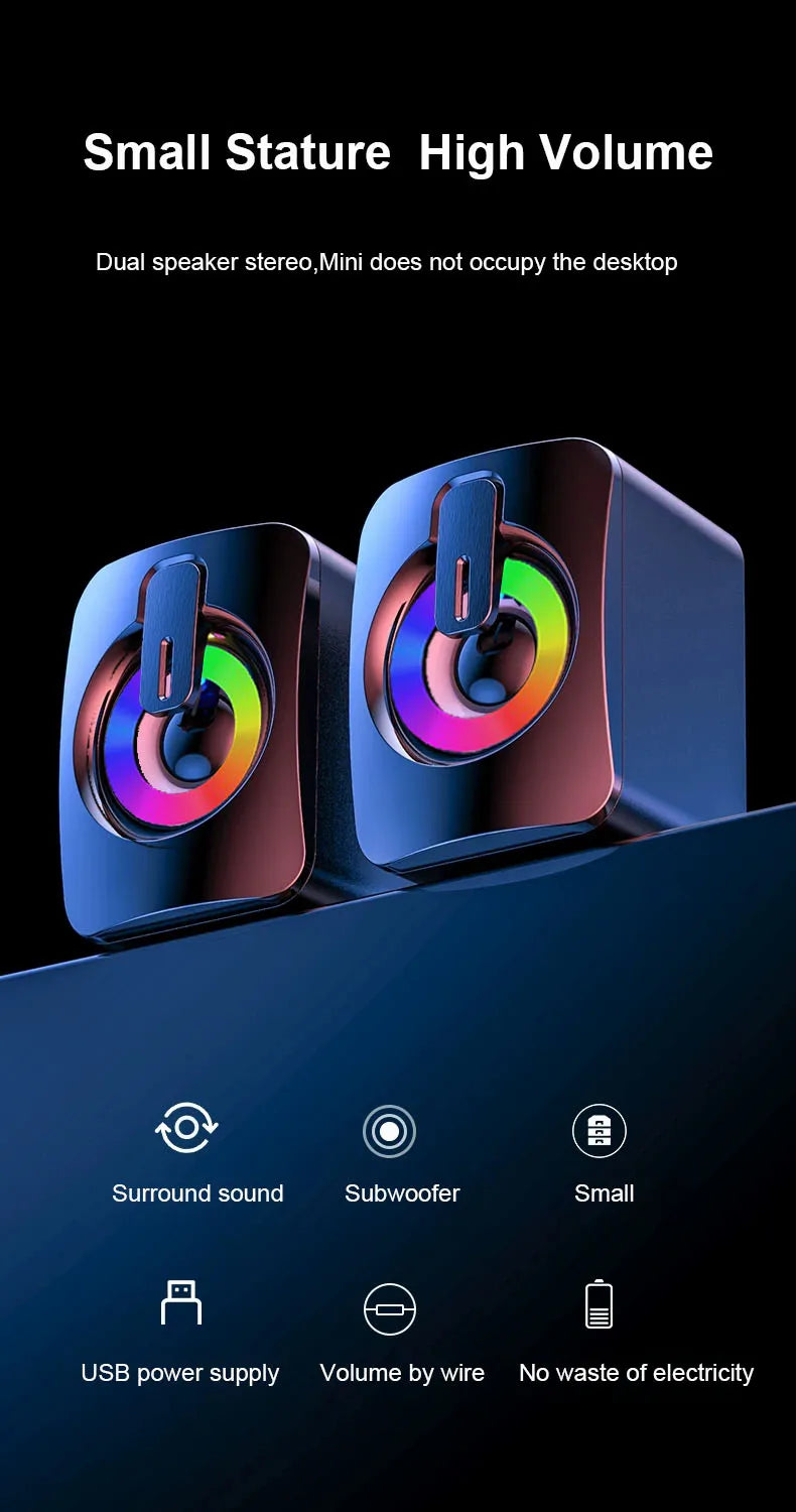 Boxe Computer PC Cutie Sunet HIFI Stereo Microfon USB Cu Fir cu Lumină LED Pentru Desktop Computer