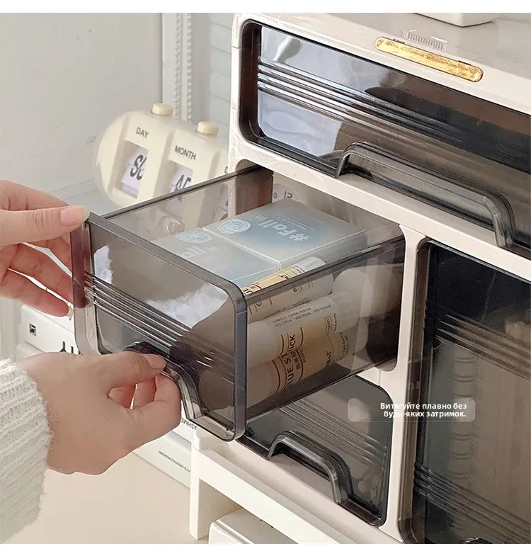 Organizator Desktop Birou - Cutie Depozitare Cosmetice și Rechizite Plastic Dreptunghiular