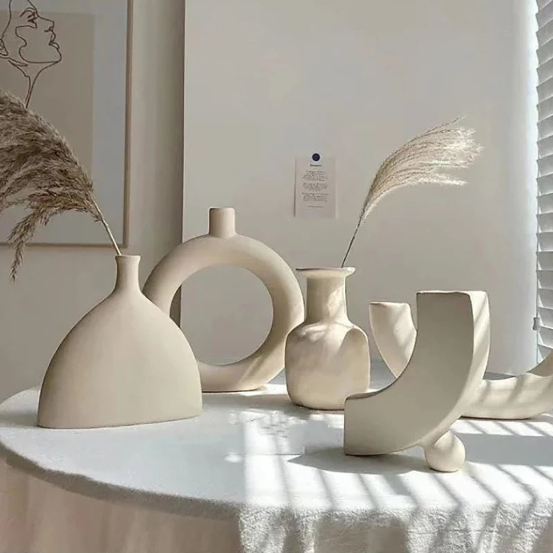 Vază Ceramică Artă Modernă - Decorațiune Desktop Dormitor cu Flori Uscate pentru Fotografie