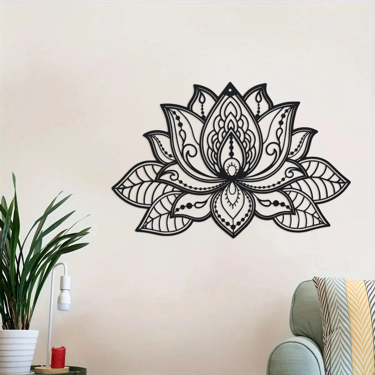 Artă de Perete din Metal cu Floare de Lotus Mandala, Decor pentru Camera de Meditație, Decorațiune Zen pentru Yoga