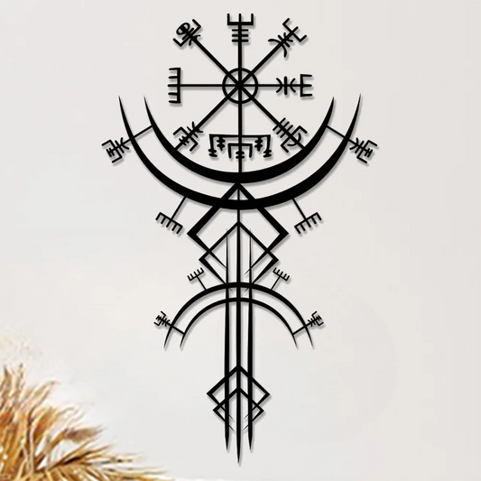 Decorațiune de Perete Unică cu Rune Vikinge din Metal, Ideală pentru Decorul Casei, Cadou cu Inspirație Mitologică