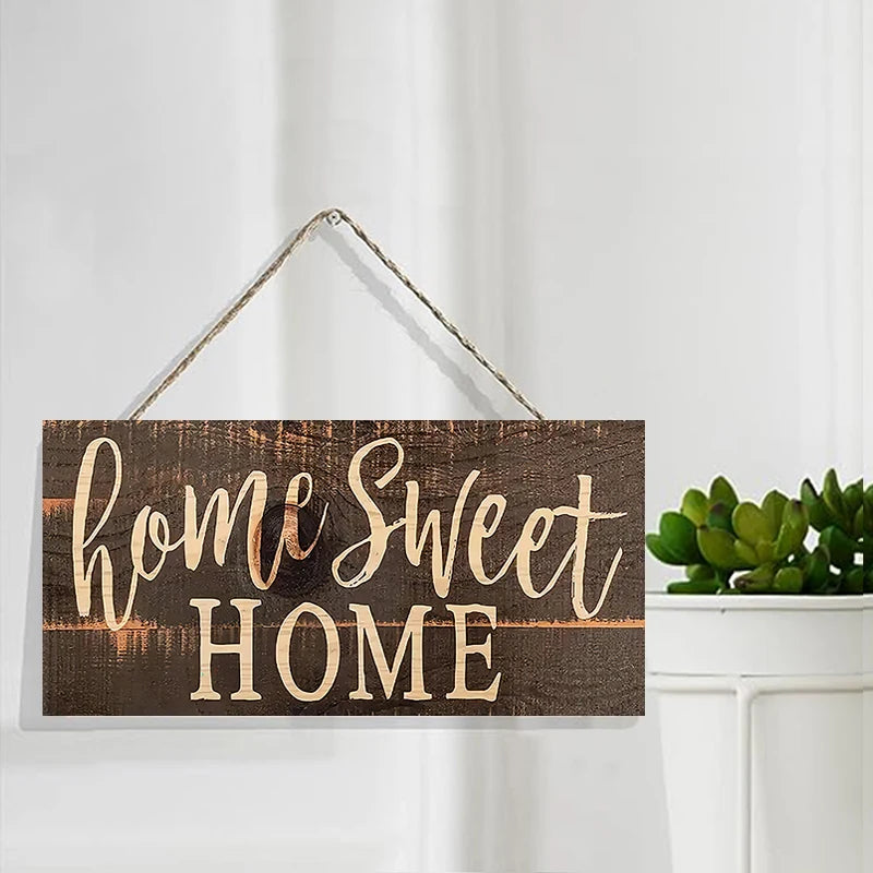 Plăcuță Decorativă Lemn 'Home Sweet Home' - Semn Rustic pentru Ușă și Living