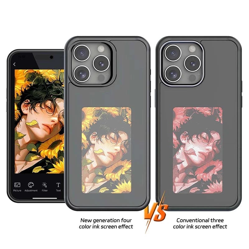 Husă Telefon NFC DIY Imagine Cerneală pentru iPhone 16 15 14 13 Pro Max Carcasă DIY Ecran Protecție Cartoon Fără Baterie