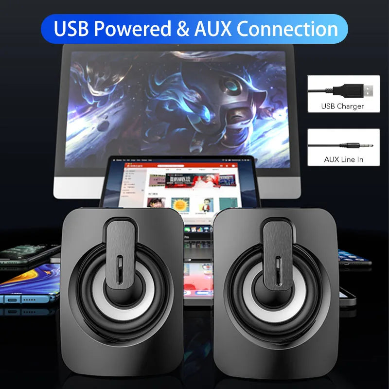 Boxe Computer PC Cutie Sunet HIFI Stereo Microfon USB Cu Fir cu Lumină LED Pentru Desktop Computer