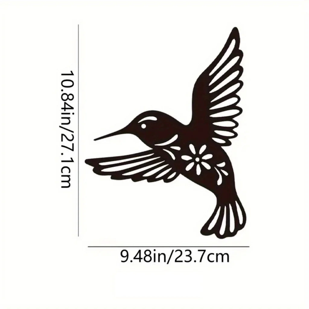 Artă de Perete din Metal cu Colibri, Sculptură din Fier Rezistentă la Apă, Siluete Decorative de Perete