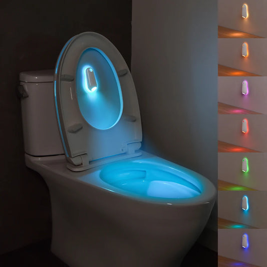 Lampă de Noapte pentru Toaletă cu Senzor de Mișcare, Lumină LED RGB cu 7 Culori pentru Baie, Reîncărcabilă