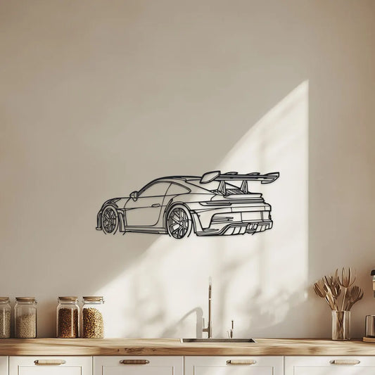 Artă de Perete din Metal cu Mașină, Sculptură Neagră din Metal cu Design Elegant și Țevi de Eșapament