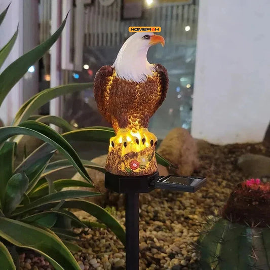 Lampă Solară din Rășină în Formă de Vultur pentru Grădină, Lampă LED de Sol pentru Patio, Lampă Decorativă pentru Gazon