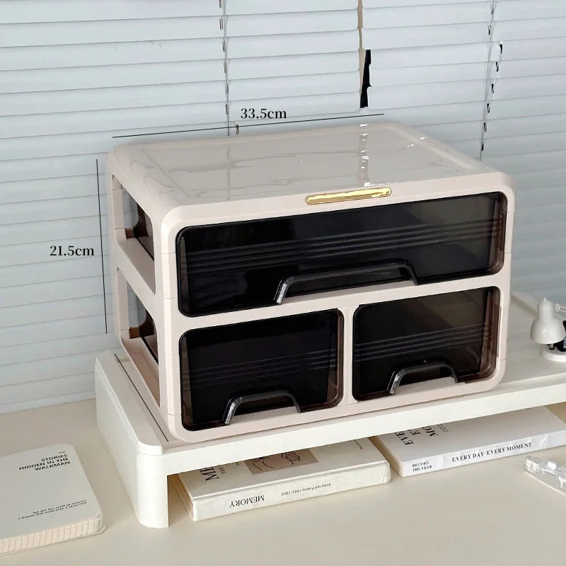 Organizator Desktop Birou - Cutie Depozitare Cosmetice și Rechizite Plastic Dreptunghiular