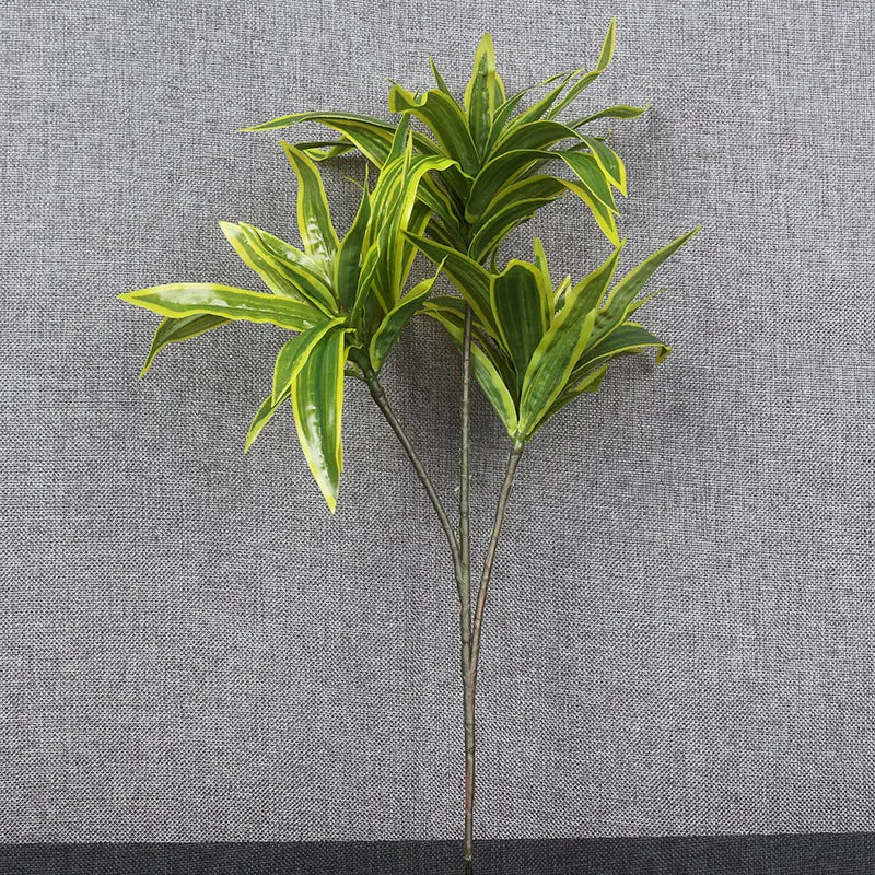 Palmier Artificial 36cm cu 3 Capete, Ramură de Bambus din Plastic Tropical pentru Decorarea Biroului și Casei