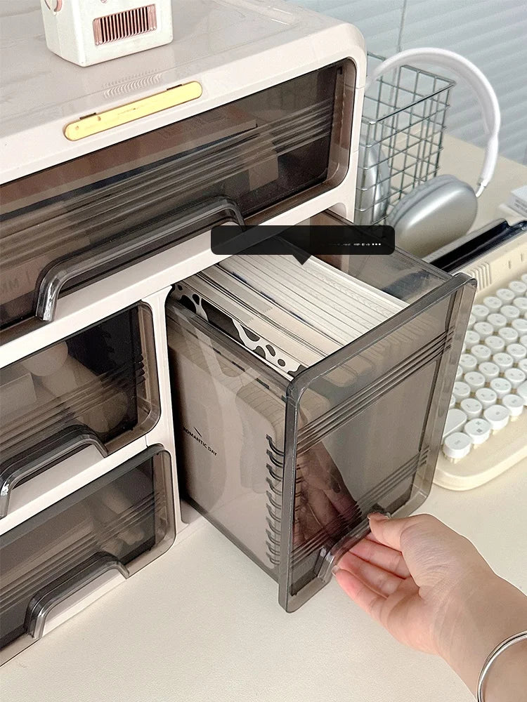 Organizator Desktop Birou - Cutie Depozitare Cosmetice și Rechizite Plastic Dreptunghiular