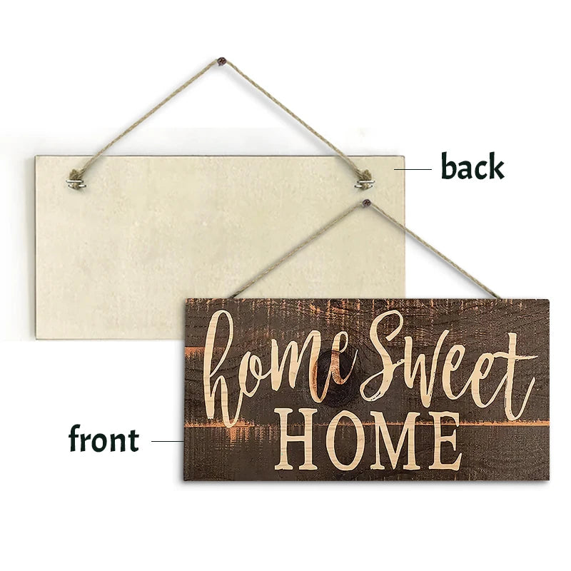 Plăcuță Decorativă Lemn 'Home Sweet Home' - Semn Rustic pentru Ușă și Living