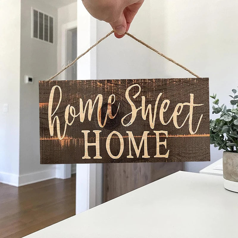 Plăcuță Decorativă Lemn 'Home Sweet Home' - Semn Rustic pentru Ușă și Living