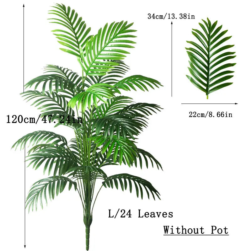 Palmier Artificial Mare 90-120cm, Plante False Tropicale cu Frunze Verzi din Plastic pentru Decorarea Casei și Grădinii