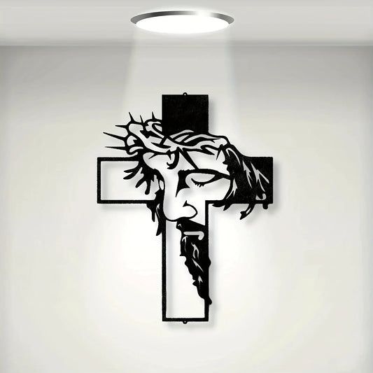 Set Decorațiune de Perete din Metal cu Semn de Cruce, Decorațiune pentru Paște și Mulțumire, Decor pentru Birou și Living