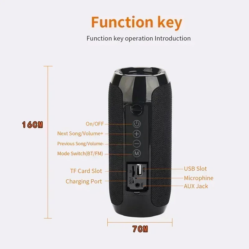 Boxă Portabilă Wireless Bluetooth Subwoofer Exterior Impermeabil Difuzor Stereo Surround Suport FM Radio TF
